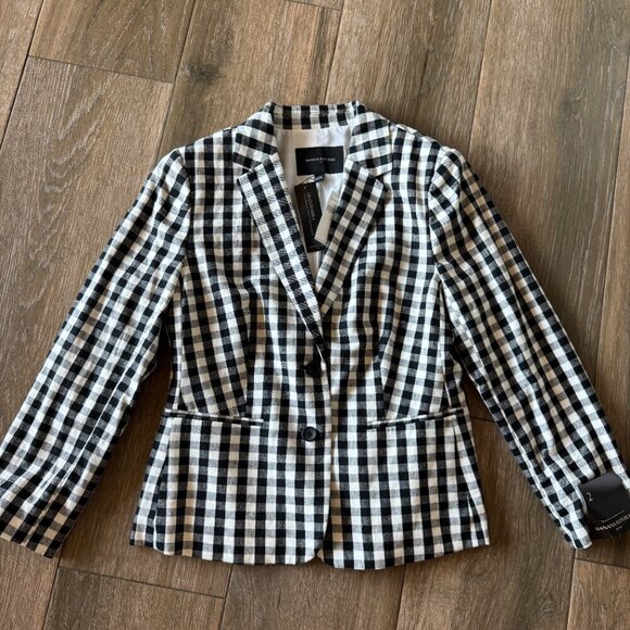 NWT Banana Republic Factory stretchable linen gingham blazer size 2 - Picture 3 of 11